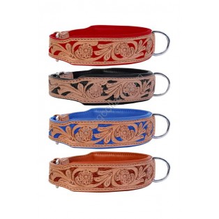 Handcrafted ~ Comfy Padded Leather Dog Collar Padded And lined with SOFT Leather (Red, Black, Blue, Tan)